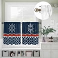 thumbnail image 3 of Nautical Compass Retro Geometric Curtain Tier and Valance Set 3 Piece, Red and White Stripes 3-inch Rod Pocket Window Tier Curtains Valance for Kitchen Living Room, 3 of 9