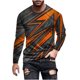 thumbnail image 2 of Blusas y camisas de manga larga con cuello redondo para hombre, blusa informal de manga larga con cuello redondo y estampado de rayas, blusa de poliéster para hombre, 2 of 5