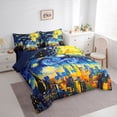 thumbnail image 2 of Homewish Bohemian Oil Painting 7-Piece Twin Bedding,Swirling Stars City Bedding Comforter Set,Navy Yellow,Navy Blue Reversible, 2 of 8