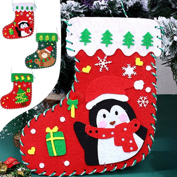 Xihbxyly Almacén de Liquidación Suministros de Decoración Navideña Papá Noel Calcetines Pequeños Adornos para Árboles de Navidad Medias Navideñas Bolsas de Regalo Bolsas Navideñas