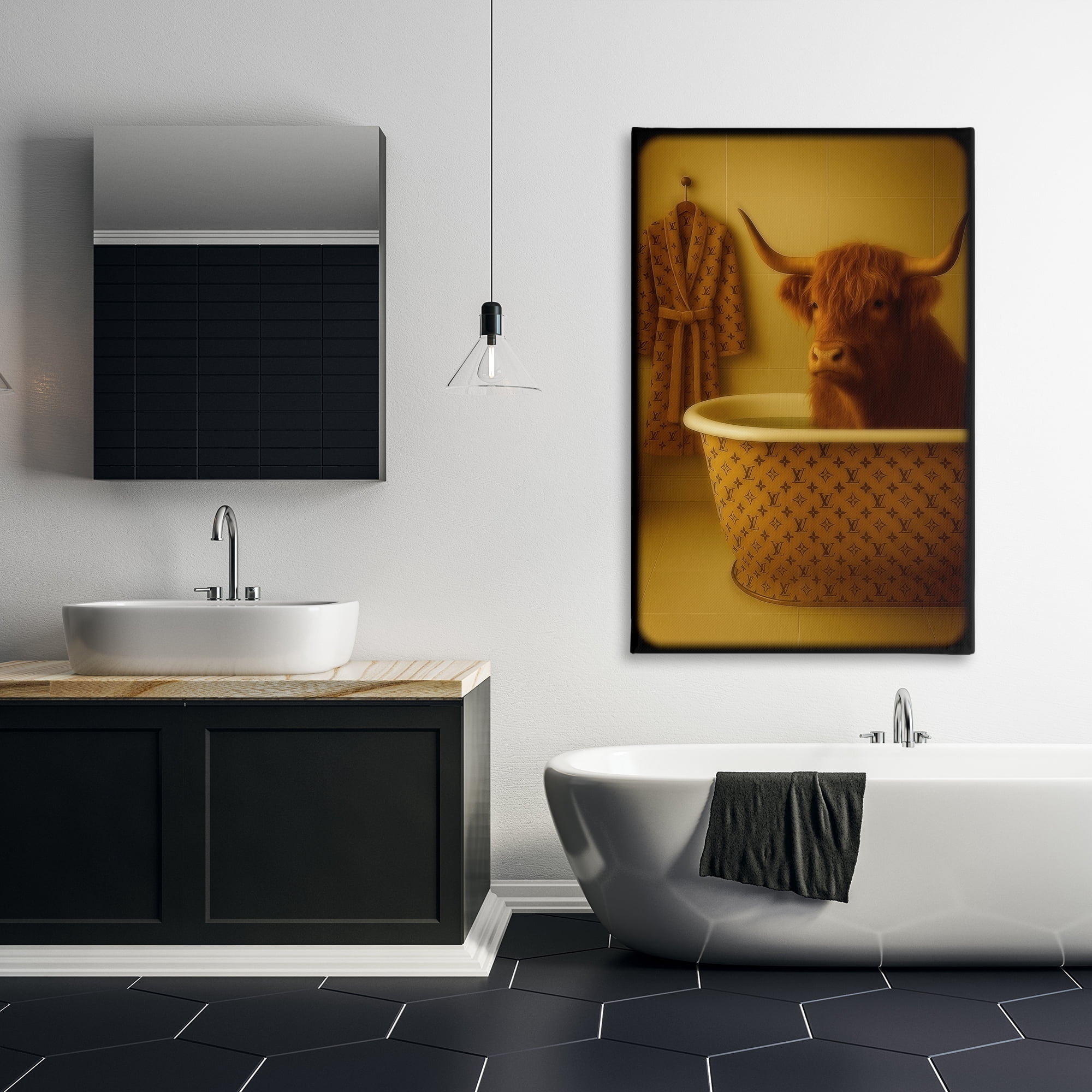 Stupell Industries Couture Highland in Luxury Tub Canvas Wall Art, design by Grotto Studios