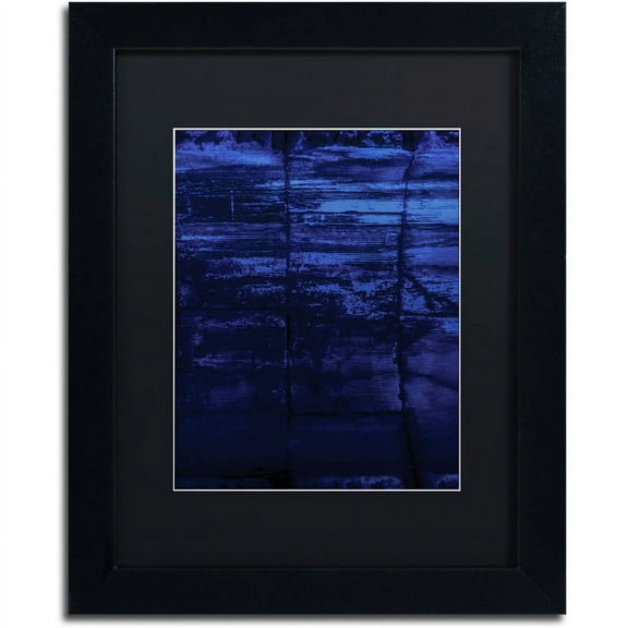 Trademark Fine Art "Blocks of Blue" Canvas Art by Claire Doherty, Black Matte, Black Frame