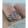 thumbnail image 2 of Filigree Art Pink Chalcedony Gemstone Angel Design Women Silver Cocktail Ring, 2 of 7