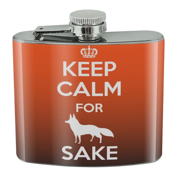 Keep Calm For Fox Sake Funny Stainless Steel 5oz Hip Drink Kidney Flask