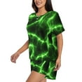 thumbnail image 2 of Bixox Women's Green Lightning Printed Pajama Set 2 Piece Lounge Set Top and Shorts Soft Pajamas, Shorts with Pockets, 2 of 7