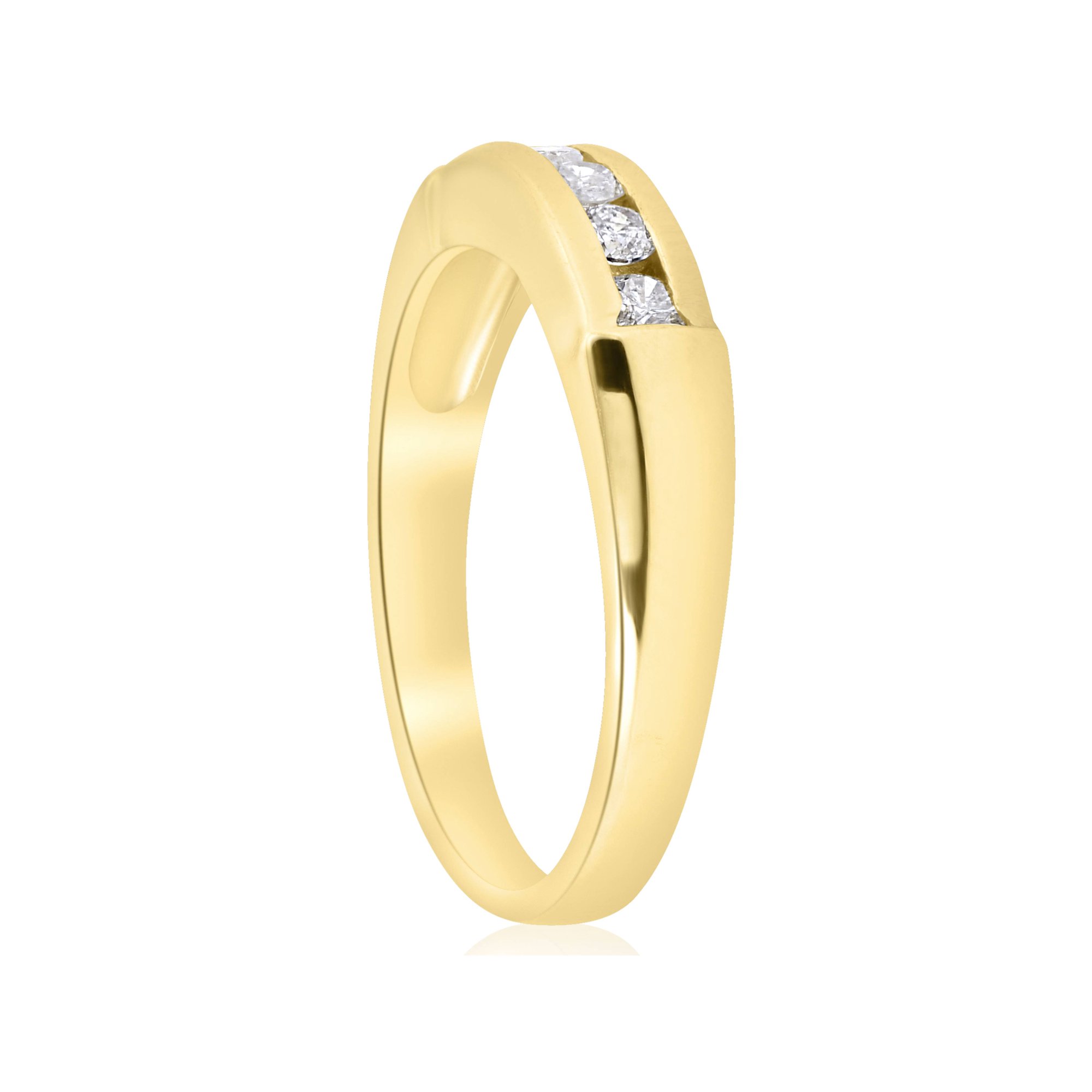 Bague De Mariage Homme Or Blanc 14 Carats – Serti Canal Diamant Simulé, Taille Sur Mesure