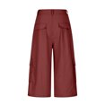 thumbnail image 4 of Up to 65% Off! Fmbrln Womens Summer Multipockets Cargo Capri Pants Fashion Casual Loose Solid Color Wide Leg Pants Lounge Travel Straight Leg Pants, 4 of 5