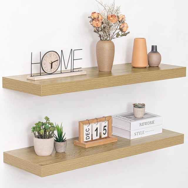 Floating Shelves Deep Floating Shelf Wall Mounted Wall Shelves Rustic Deep Bookshelf Extra Deeper & Thicker Display Shelves for Bedroom Living Room Set of