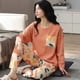 thumbnail image 4 of Conjunto de Pijama a cuadros para Mujer, ropa de dormir de dibujos animados, 2 piezas, talla grande 5XL, verano y otoño, 4 of 4