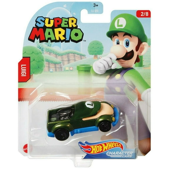 Hot Wheels Super Mario Character Cars Luigi Diecast Play Vehicle
