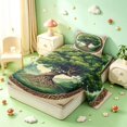 thumbnail image 2 of Homewish Vintage Nature Tree Twin Sheets,Mountain Landscape Bedding,Green Cream,3 Pieces,1 Flat Sheet,1 Fitted Sheet and 1 Pillowcase, 2 of 6