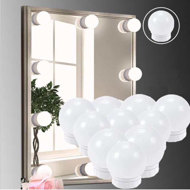 Espejo LED para maquillaje, luz frontal con tres colores, regulable y táctil