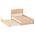 thumbnail image 2 of Guqiart Twin Size Trundle Bed Frame, Solid Wood Construction with Headboard, Roll Out Trundle & Wood Slat Support, Single Platform Bed No Box Spring Needed, 2 of 12