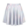 thumbnail image 6 of HDE Women's Casual Fashion Flared Pleated A-Line Circle Skater Skirt Silver Holographic M, 6 of 6