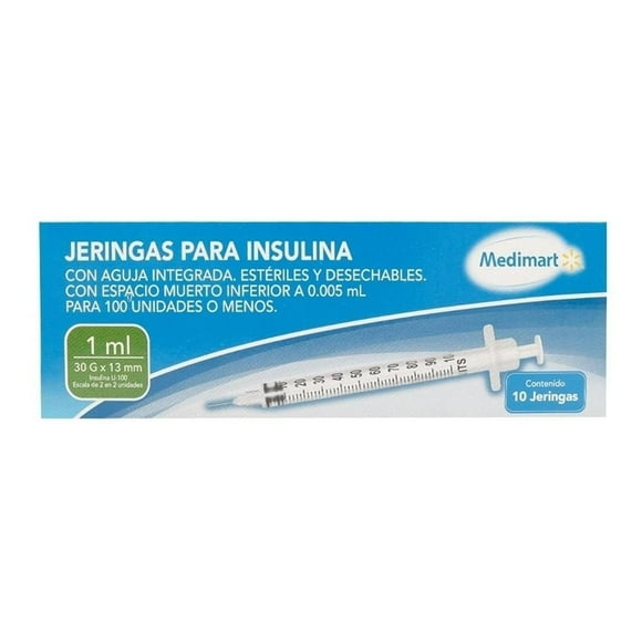 Jeringas para insulina Medimart 0.5 ml para 100 unidades o menos 10 pzas