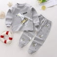 thumbnail image 3 of Odeerbi Infant Boys Girls Cotton Pajama Sets Cute Cartoon Print Pajamas Long Johns Fall Winter Thermal Underwear Set Long Sleeve Tops Printed Long Pants Sets Infant Clothes Gray, 3 of 3