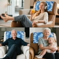 thumbnail image 7 of SCRAWLGOD Christmas Snowman Snowflake Print Blue White Recliner Headrest Protector, 2 Pcs Anti-Slip Waterproof Head Rest Cover, PU Leather Recliner Headrest Cover for Sofa,Office Chair 17x27 in, 7 of 7
