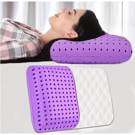 Premium Ventilated Memory Foam Cooling Pillow With Neck Model - Lavender | For Head Shoulder & Back Support - Relaxing For Side Back Stomach Sleepers Bed Pillow - Pack Of 2