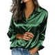 thumbnail image 3 of RKSTN Long Sleeve Shirts for Women Oversized Lapel Button Down Satin Silk Blouses Womens Casual Solid Plus Size Tunrndown Collar Loose Comfy Business Dressy Blouse Top Fall Spring Clothes, 3 of 6