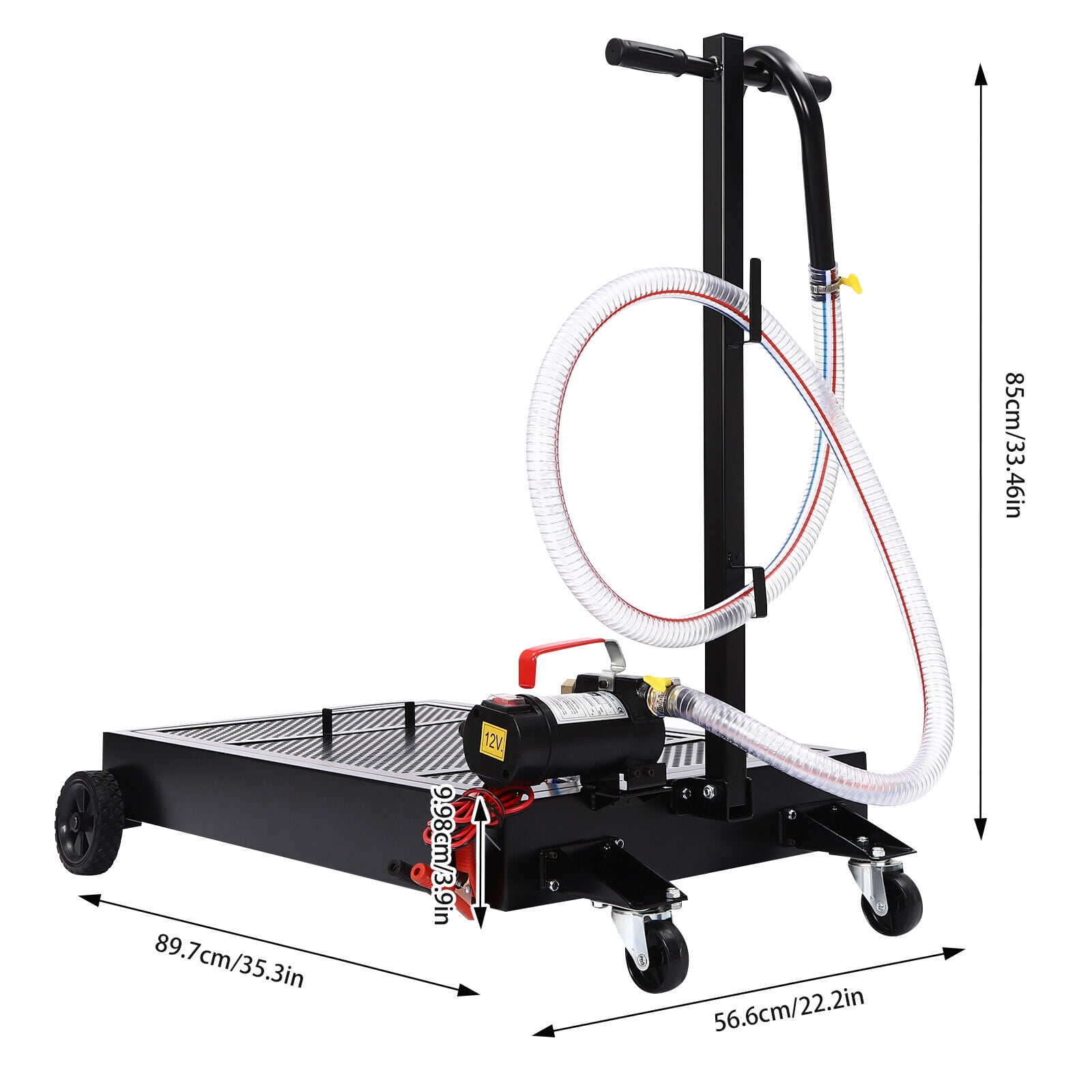 Oil Drain Pan with Pump, Oil Drain Pan, Oil Drain Cart 15 Gal Capacity Tank With a 0-145° Rotatable Handle And Four Wheels