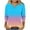 Sky Blue, variant on LADIGASU Women's Solid Color Round Neck Hollow Out Three Quarter Sleeve 3/4 Sleeve T-shirt Top