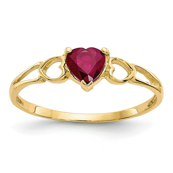 Solid 14k Yellow Gold Ruby Birthstone Engagement Ring Size 9