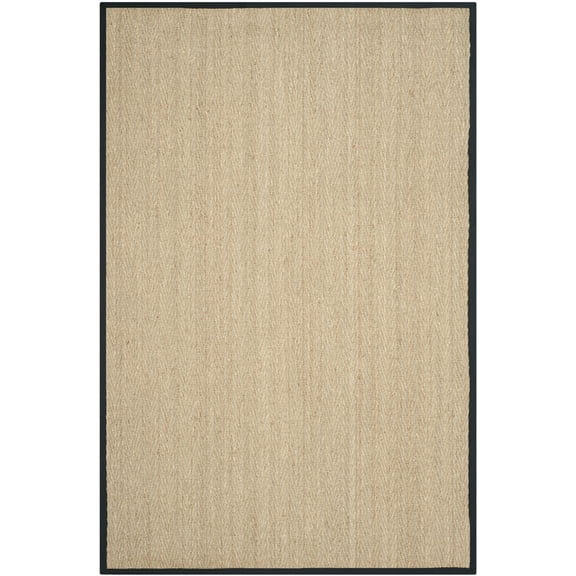SAFAVIEH Natural Fiber Maisy Solid Area Rug, Natural/Black, 3' x 5'