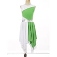 thumbnail image 4 of Miutii Kids Girls Liturgical Praise Dance Dress Contrast Color Sleeveless Asymmetrical Tunic Worship Church Robe Light Green 8, 4 of 7