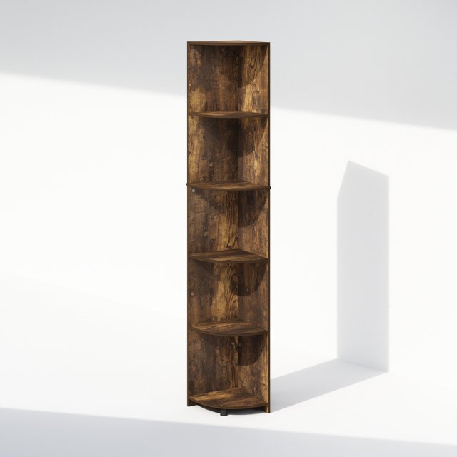 Furinno Basic 5-Tier Corner Multipurpose Standing Shelf, Amber Pine