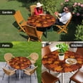 thumbnail image 4 of Orange Fall Round Tablecloth for 36-44 Inch Tables,Fitted Table Cover with Elastic Edge,Autumn Maple Leaf Botanical Thanksgiving Waterproof Outdoor Table Cloth Protector for Patio Garden Dinner, 4 of 9