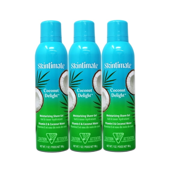 Skintimate Coconut Delight Shave Gel for Women, Moisturizing Shaving Cream, 7 oz (3 Pack)
