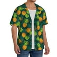 thumbnail image 4 of Daiia Pineapples with Palm Leaves Men's Linen Shirts Short Sleeve Casual Shirts Button Down Shirt for Men Beach Summer Wedding Shirt-4X-Large, 4 of 7