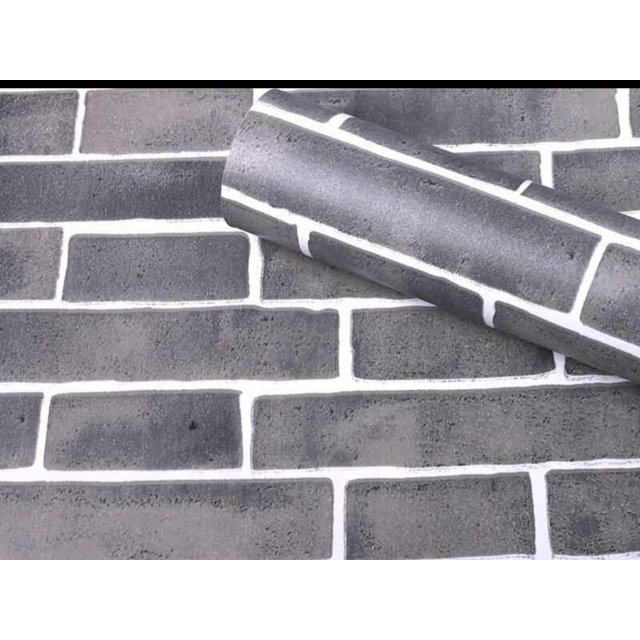 Papel tapiz Vinílico Adherible H&JESS LADRILLO GRIS CEMENTO 10 metros
