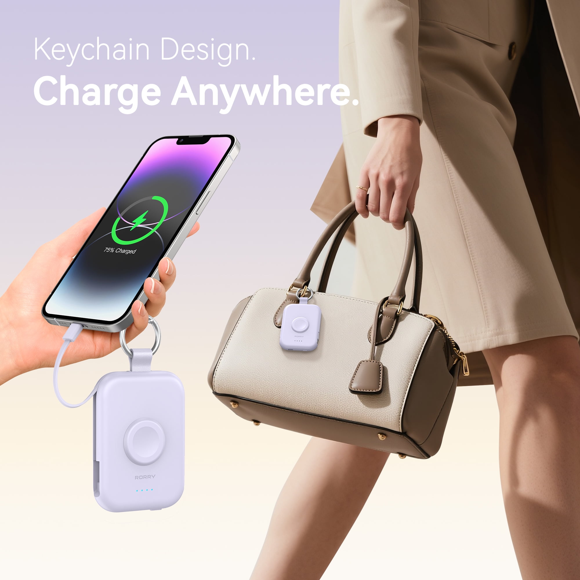 RORRY Portable Charger, 5000mAh Power Bank, Built-in Cables, Travel-Ready  for iPhone, Android, Apple Watch Ultra2 - Walmart.com