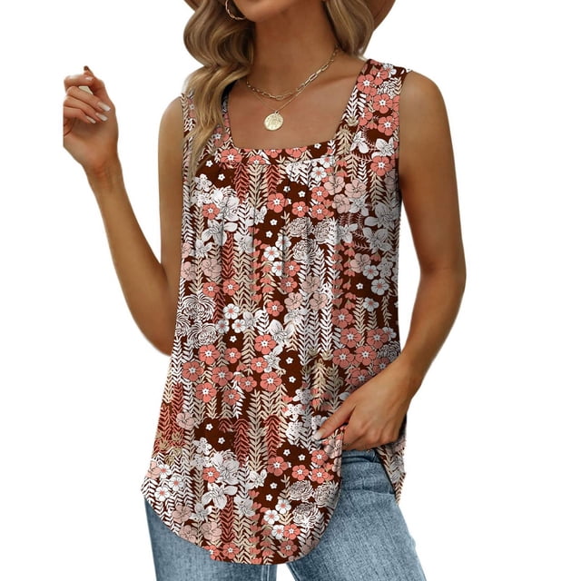 Camiseta sin mangas con estampado floral, camiseta sin mangas para mujer, blusa sin mangas con estampado floral en la parte delantera, innovación moderna