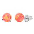 thumbnail image 1 of Cala: 6mm Deep Sea Coral Synthetic Opal Ball Stud Post Earrings 14K White Gold, 1 of 3