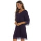 thumbnail image 5 of Pijama de encaje sexy con escote en V de algodón puro para el hogar, camisón holgado de manga tres cuartos para mujer de talla grande, 5 of 6