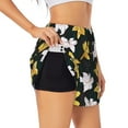 thumbnail image 2 of Disketp Lilies Flowers Print Women's Shorts Workout Shorts for Athletic Gym Running Shorts with Phone Pockets Medium, 2 of 8
