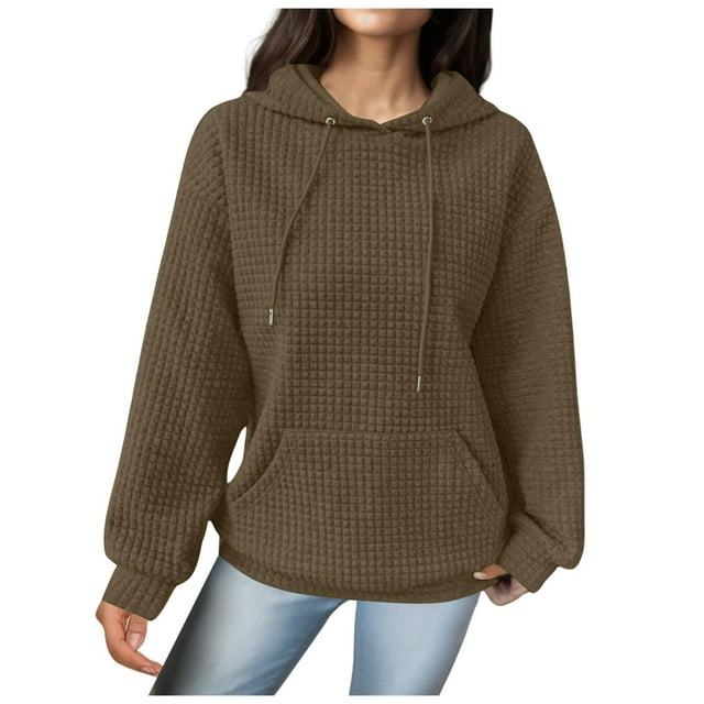 WEAIXIMIUNG Chandails en Molleton pour Femmes Sans Capuche avec Graphiques Mode Décontractée Couleur Unie Pull Ample à Manches Longues Patchwork