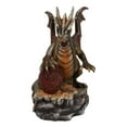 thumbnail image 3 of Fantasy Bronzite Fire Dragon Guarding LED Scaled Egg Decorative Figurine, 3 of 9