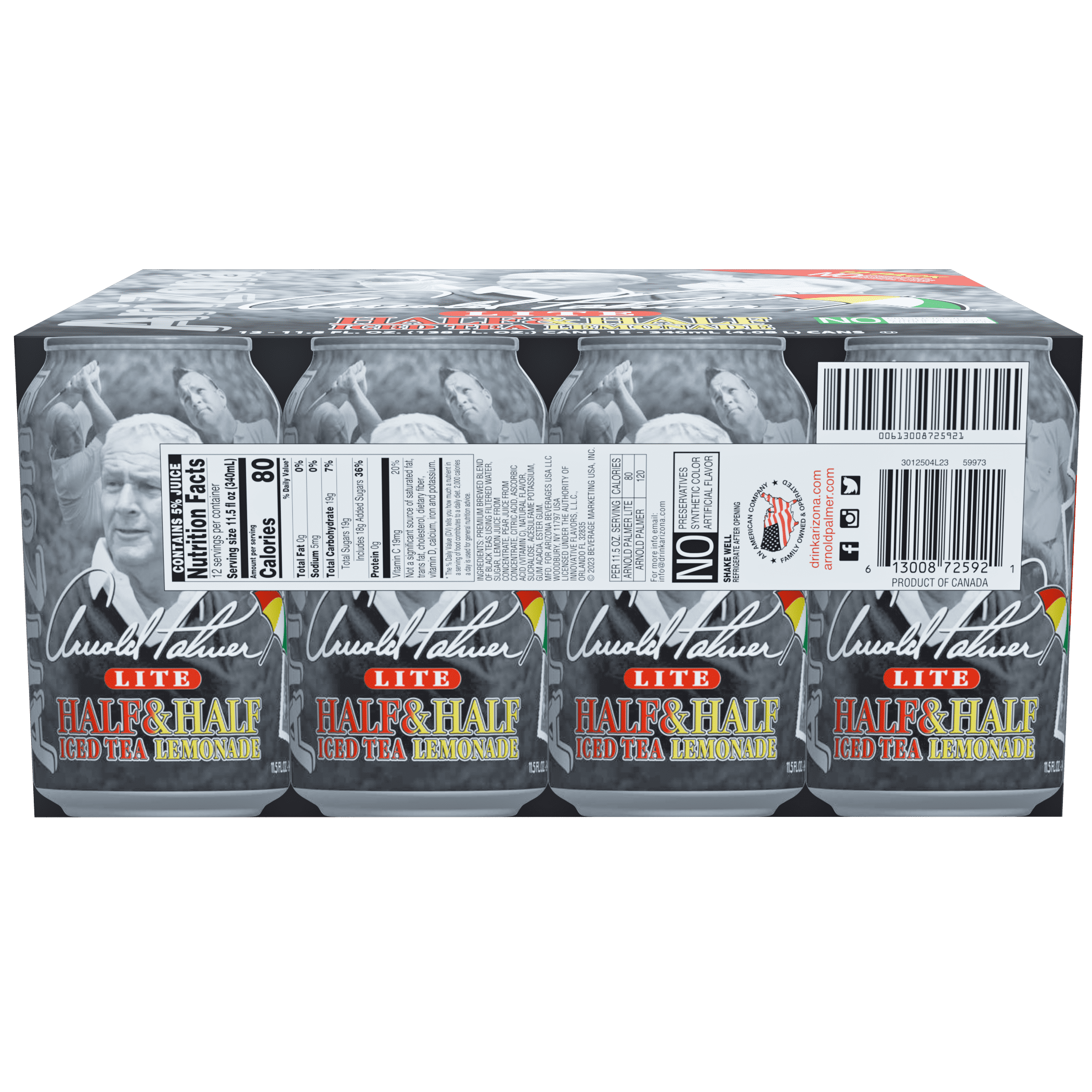 AriZona Arnold Palmer Lite Half & Half Iced Tea Lemonade - 11.5 fl oz (pack of 12)