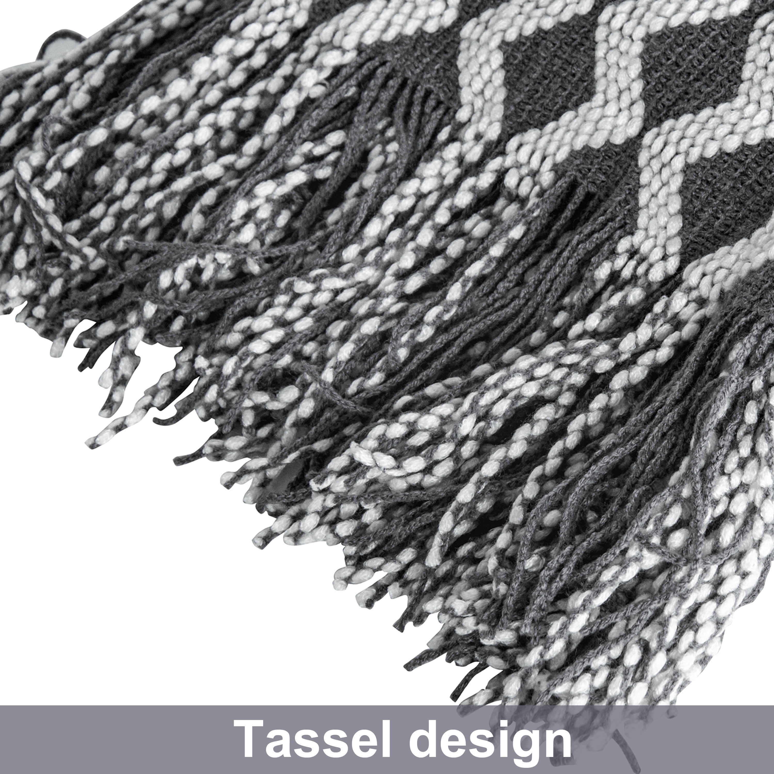 Ntbay Acrylic Knitted Throw Blanket with 7" Tassels, Lightweight and Soft Cozy Decorative Woven Blanket for Travel, Couch, Bed, Sofa, 51" x 67", Gray Wave