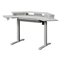 Pemberly Row Corner Electric Height Adjustable Wood Standing Desk in White