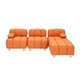 thumbnail image 4 of 90.60" Orange Sofa with Technology Cloth – Waterproof, Stain & Cat Scratch Resistant, Space-Saving Design for Apartments & Bedrooms, 4 of 7