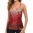 thumbnail image 3 of Dyfzdhu Sequin Tank Tops for Women Glitter Party Strappy Vest Camis Red, 3 of 5