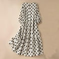 thumbnail image 4 of SMihono Women Short Sleeve Polka Dot Print Dress Summer Vintage Crew Neck Casual Tied Waist Loose Midi Beach Dresses Beige XXL, 4 of 8