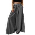 thumbnail image 2 of Cagogo Women's Striped Wide Leg Pants Elastic Waist Casual Loose Flowy Long Trousers for Summer Beach Travel Lounge Palazzo Style, Black M, 2 of 9