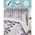 thumbnail image 4 of Purple Ombre Botanical Full Size Down Alternative Comforter,Lightweight Comforter Quilt Bedding Set with Pillow Shams Watercolor Pastoral Leaf Farmhouse All Seasons Bed Comforter Duvet Insert 78"x90", 4 of 7