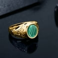 thumbnail image 4 of Gem Stone King 6.00 Ct Oval Green Malachite 18K Yellow Gold Plated Silver Dad Father's Day Gift Men'sRing, 4 of 5