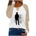 thumbnail image 2 of Puntoco Mujer Moda Cuello Redondo Cómodo Estampado Suelto Camiseta Manga Larga Blusa Casual tops Encaje Puntoco Puntoco-1324, 2 of 4